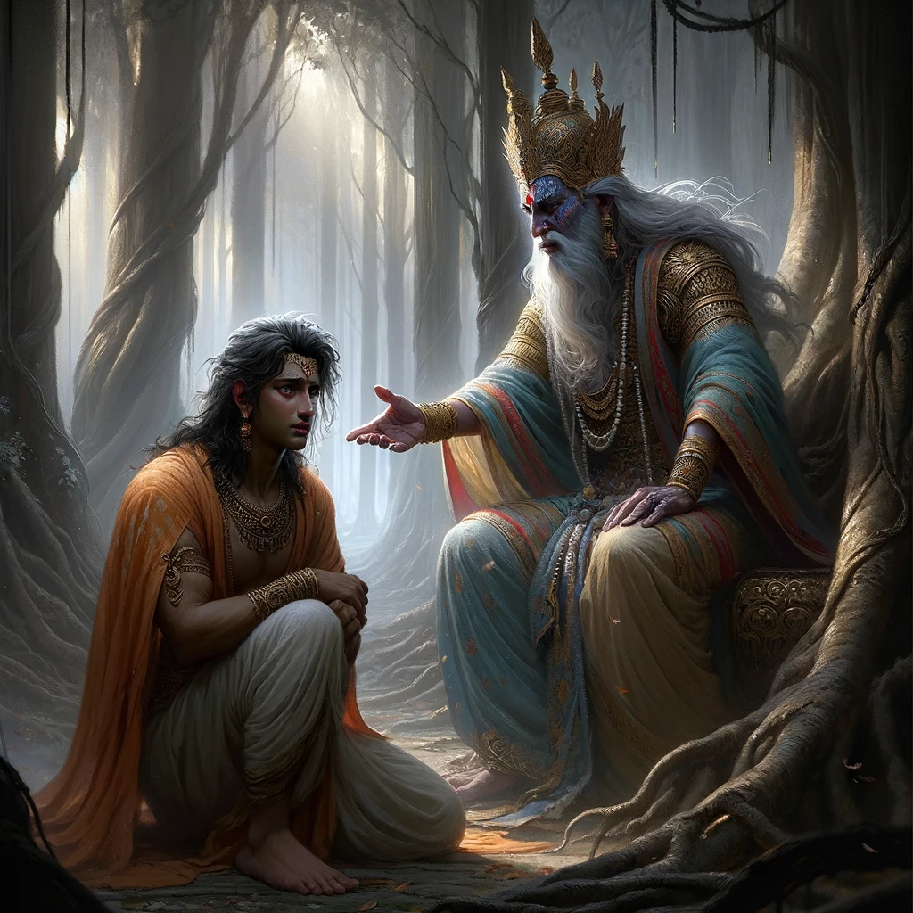 Cursed by Vashishta’s Sons, Trishanku Approaches Vishvamitra